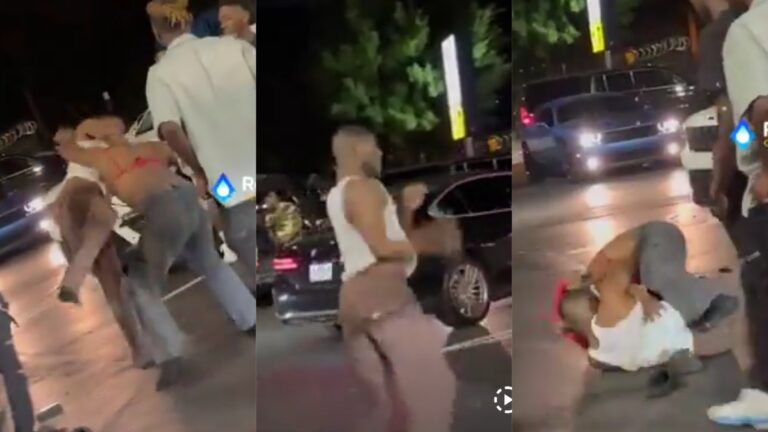 Video: Two g@ys engaged in a brutal fight over a man in a parking lot